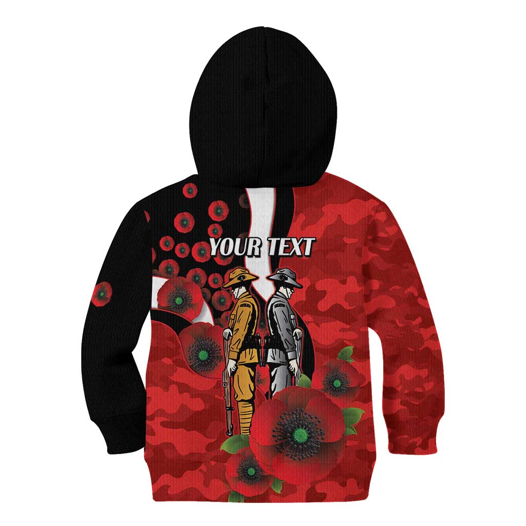 St George Illawarra Dragons ANZAC Personalised Kid Hoodie Lest We Forget Poppy Camo
