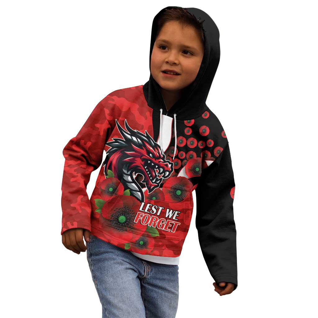 St George Illawarra Dragons ANZAC Personalised Kid Hoodie Lest We Forget Poppy Camo