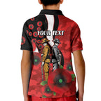 St George Illawarra Dragons ANZAC Personalised Kid Polo Shirt Lest We Forget Poppy Camo