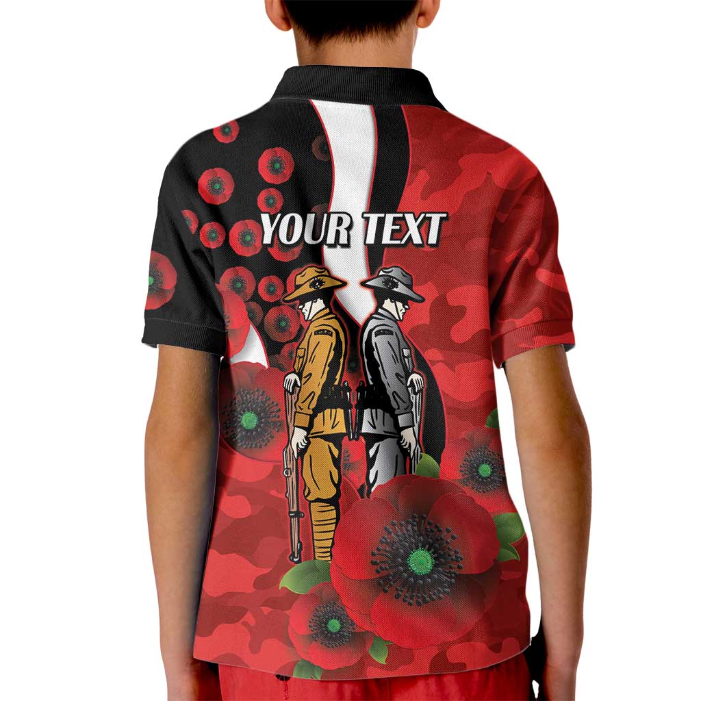 St George Illawarra Dragons ANZAC Personalised Kid Polo Shirt Lest We Forget Poppy Camo