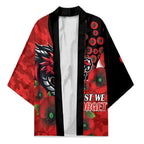 St George Illawarra Dragons ANZAC Personalised Kimono Lest We Forget Poppy Camo