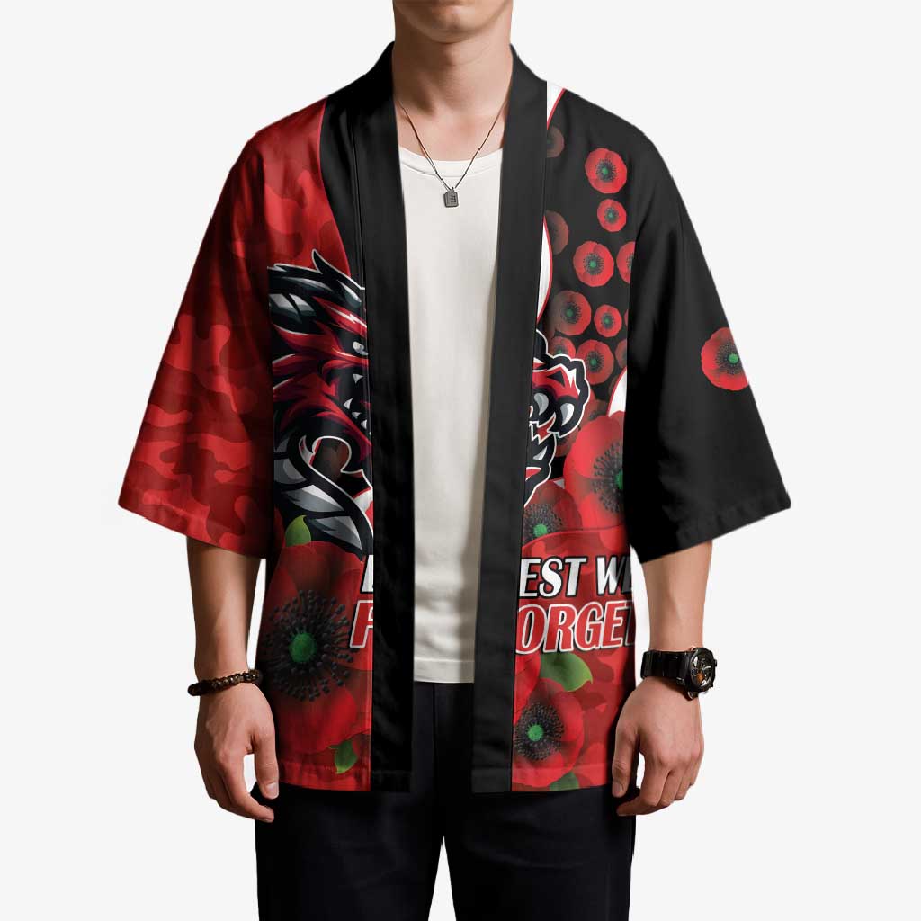 St George Illawarra Dragons ANZAC Personalised Kimono Lest We Forget Poppy Camo