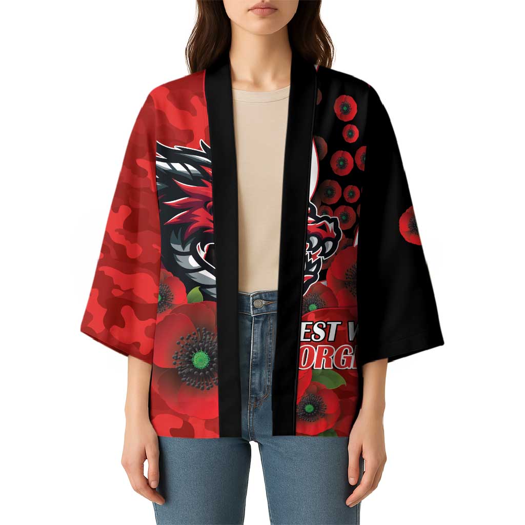 St George Illawarra Dragons ANZAC Personalised Kimono Lest We Forget Poppy Camo