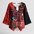 St George Illawarra Dragons ANZAC Personalised Kimono Sleeve Blouse Lest We Forget Poppy Camo