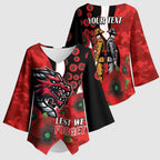 St George Illawarra Dragons ANZAC Personalised Kimono Sleeve Blouse Lest We Forget Poppy Camo