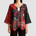 St George Illawarra Dragons ANZAC Personalised Kimono Sleeve Blouse Lest We Forget Poppy Camo