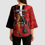 St George Illawarra Dragons ANZAC Personalised Kimono Sleeve Blouse Lest We Forget Poppy Camo