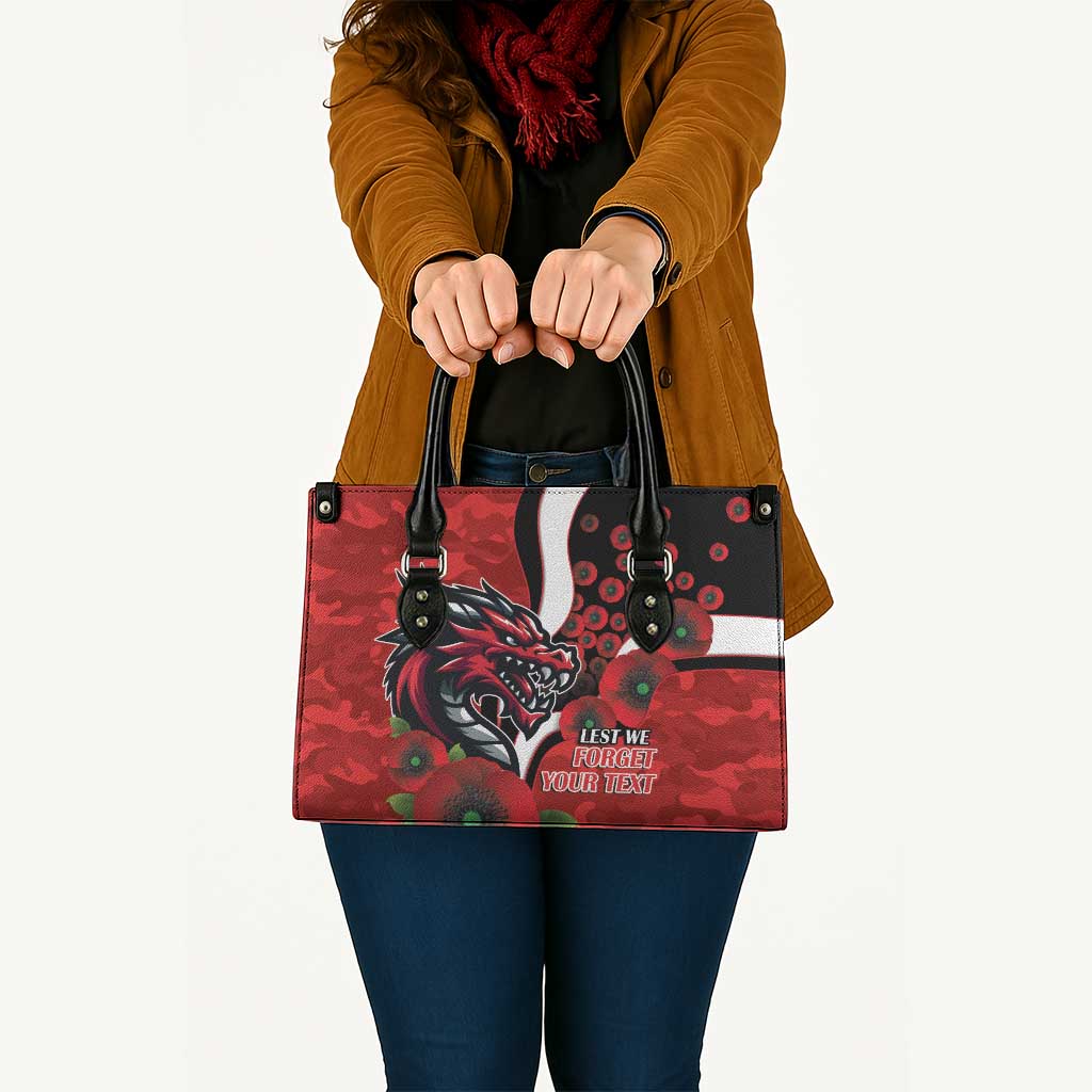 St George Illawarra Dragons ANZAC Personalised Leather Bag Lest We Forget Poppy Camo