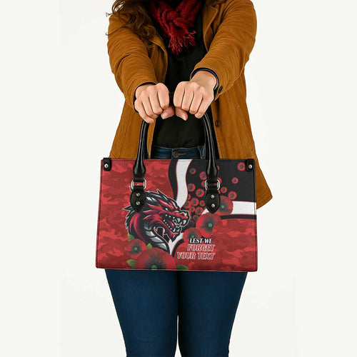 St George Illawarra Dragons ANZAC Personalised Leather Bag Lest We Forget Poppy Camo