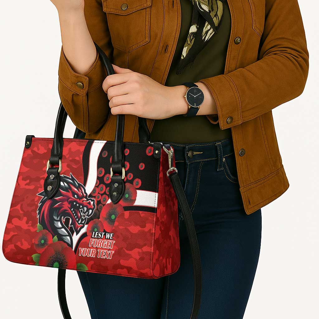 St George Illawarra Dragons ANZAC Personalised Leather Bag Lest We Forget Poppy Camo