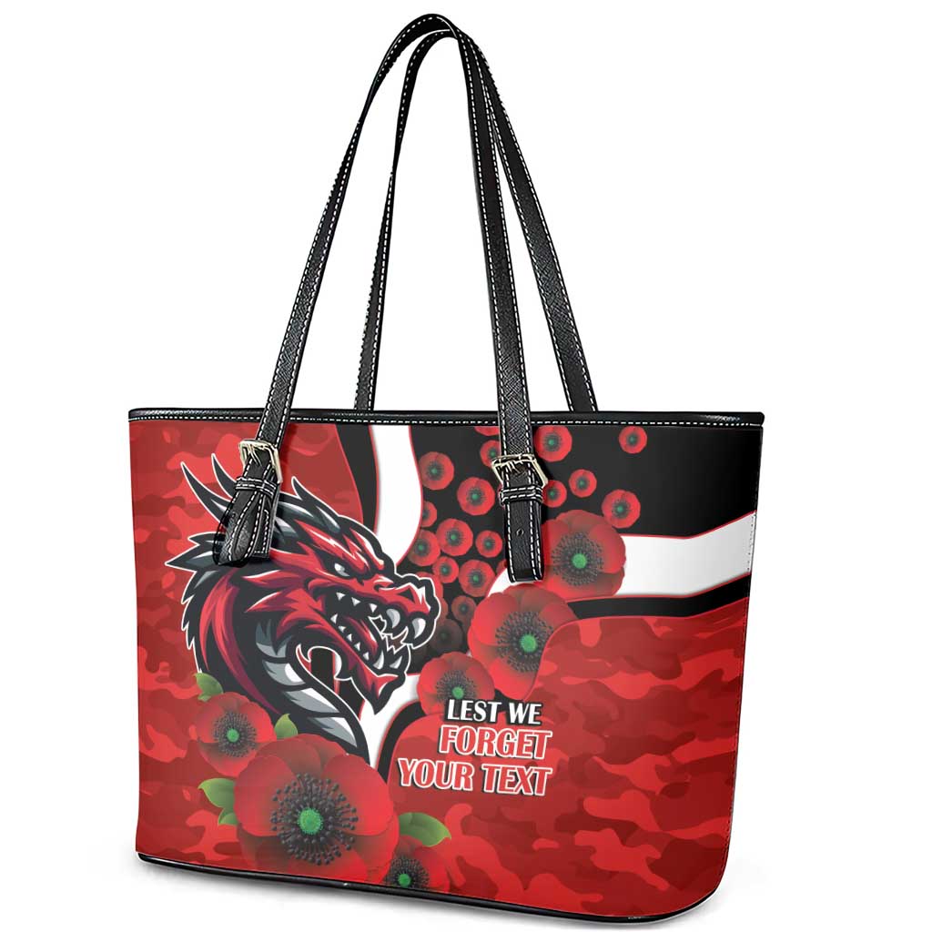 St George Illawarra Dragons ANZAC Personalised Leather Tote Bag Lest We Forget Poppy Camo