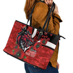 St George Illawarra Dragons ANZAC Personalised Leather Tote Bag Lest We Forget Poppy Camo