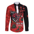 St George Illawarra Dragons ANZAC Personalised Long Sleeve Button Shirt Lest We Forget Poppy Camo