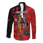 St George Illawarra Dragons ANZAC Personalised Long Sleeve Button Shirt Lest We Forget Poppy Camo