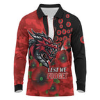 St George Illawarra Dragons ANZAC Personalised Long Sleeve Polo Shirt Lest We Forget Poppy Camo