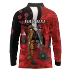St George Illawarra Dragons ANZAC Personalised Long Sleeve Polo Shirt Lest We Forget Poppy Camo