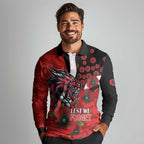 St George Illawarra Dragons ANZAC Personalised Long Sleeve Polo Shirt Lest We Forget Poppy Camo