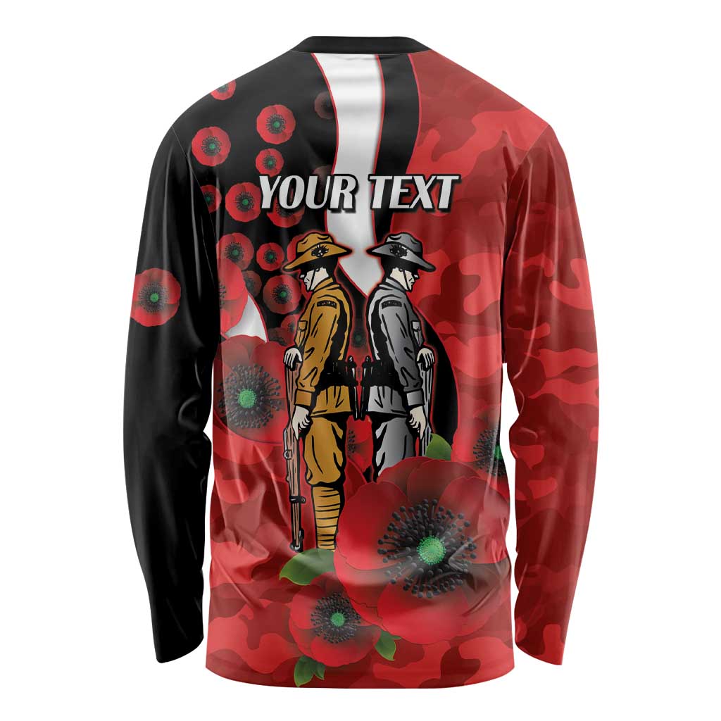 St George Illawarra Dragons ANZAC Personalised Long Sleeve Shirt Lest We Forget Poppy Camo
