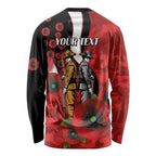 St George Illawarra Dragons ANZAC Personalised Long Sleeve Shirt Lest We Forget Poppy Camo