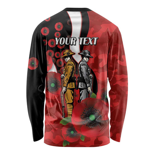 St George Illawarra Dragons ANZAC Personalised Long Sleeve Shirt Lest We Forget Poppy Camo