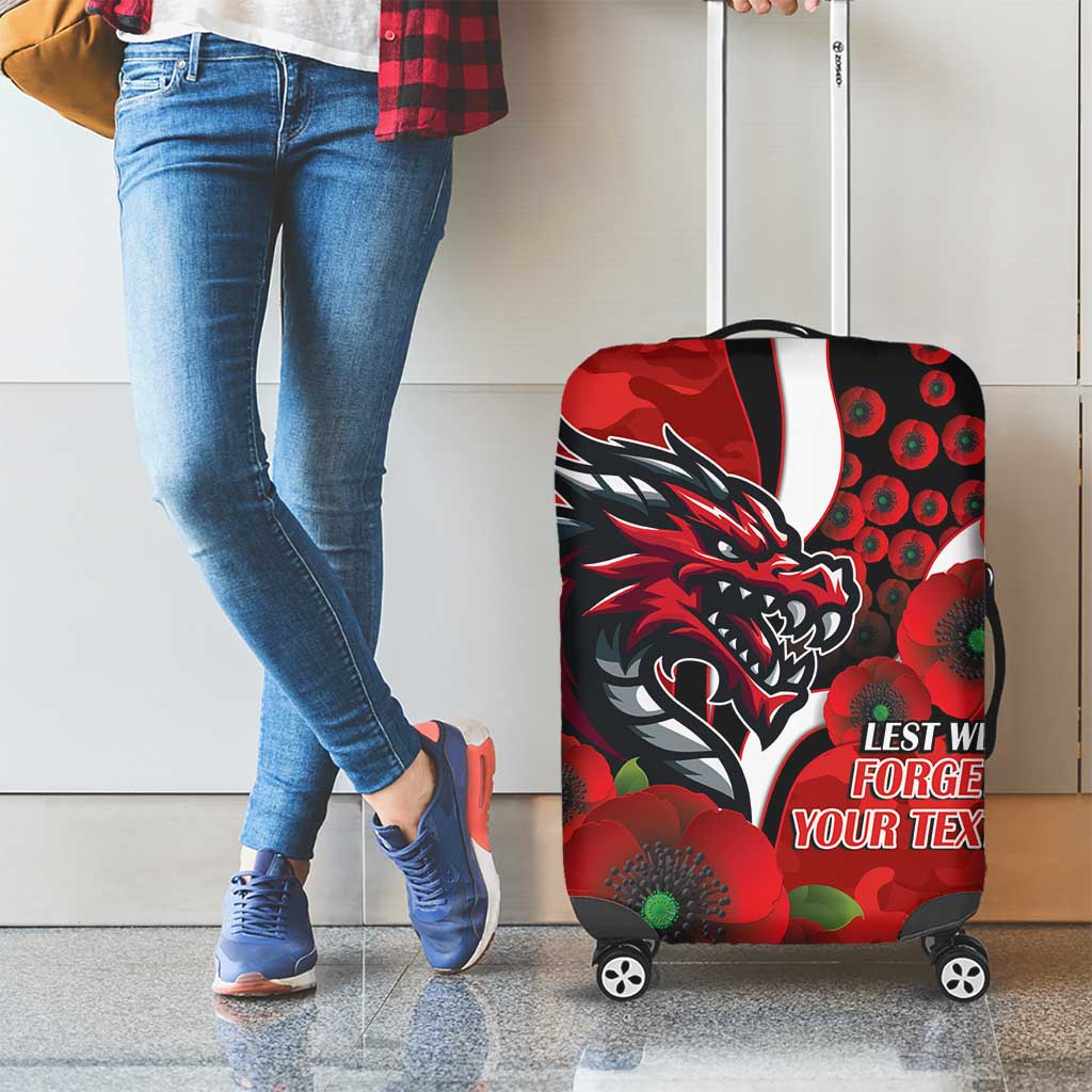 St George Illawarra Dragons ANZAC Personalised Luggage Cover Lest We Forget Poppy Camo