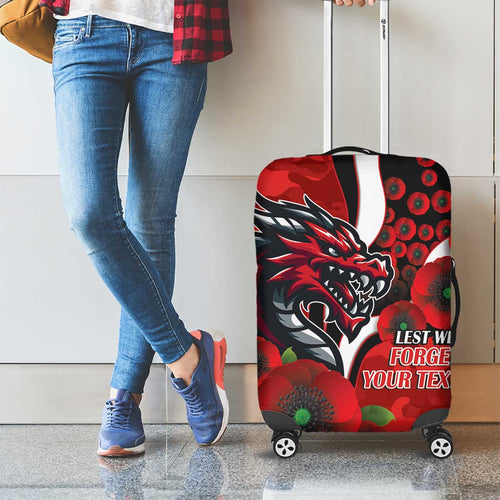 St George Illawarra Dragons ANZAC Personalised Luggage Cover Lest We Forget Poppy Camo