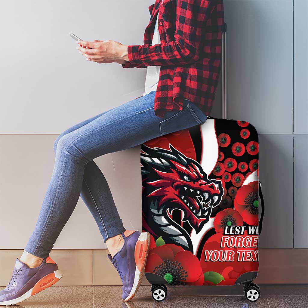 St George Illawarra Dragons ANZAC Personalised Luggage Cover Lest We Forget Poppy Camo