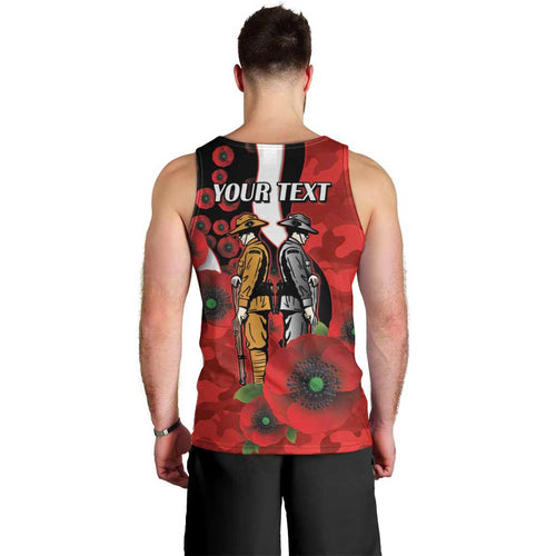 St George Illawarra Dragons ANZAC Personalised Men Tank Top Lest We Forget Poppy Camo