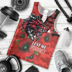 St George Illawarra Dragons ANZAC Personalised Men Tank Top Lest We Forget Poppy Camo