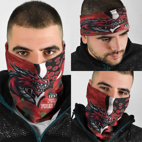 St George Illawarra Dragons ANZAC Personalised Neck Gaiter Lest We Forget Poppy Camo