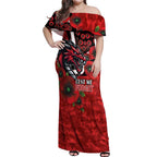 St George Illawarra Dragons ANZAC Personalised Off Shoulder Maxi Dress Lest We Forget Poppy Camo