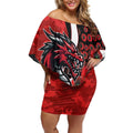 St George Illawarra Dragons ANZAC Personalised Off Shoulder Short Dress Lest We Forget Poppy Camo