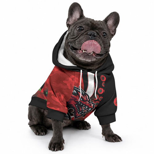 St George Illawarra Dragons ANZAC Personalised Pet Hoodie Lest We Forget Poppy Camo