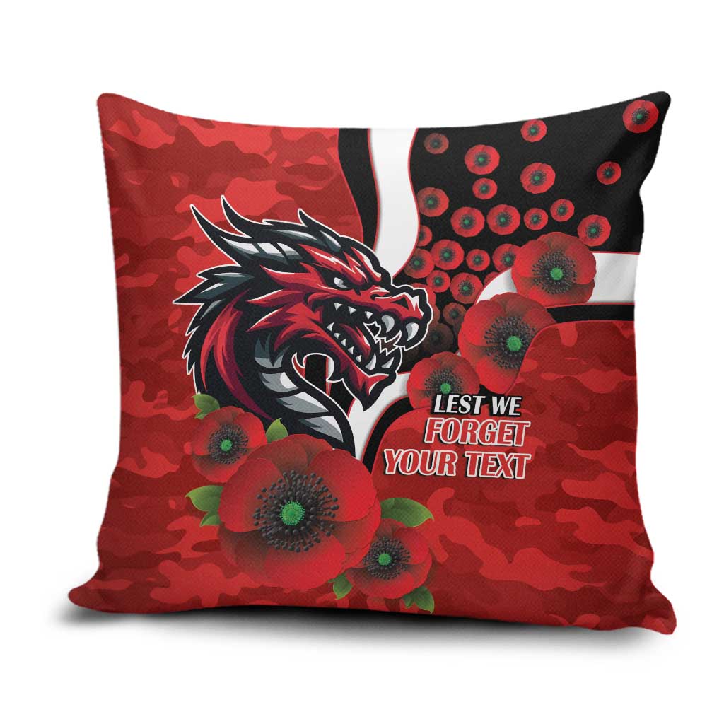 St George Illawarra Dragons ANZAC Personalised Pillow Cover Lest We Forget Poppy Camo