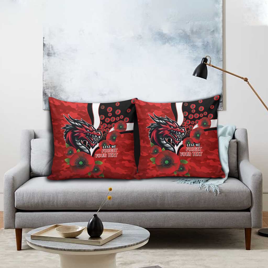 St George Illawarra Dragons ANZAC Personalised Pillow Cover Lest We Forget Poppy Camo