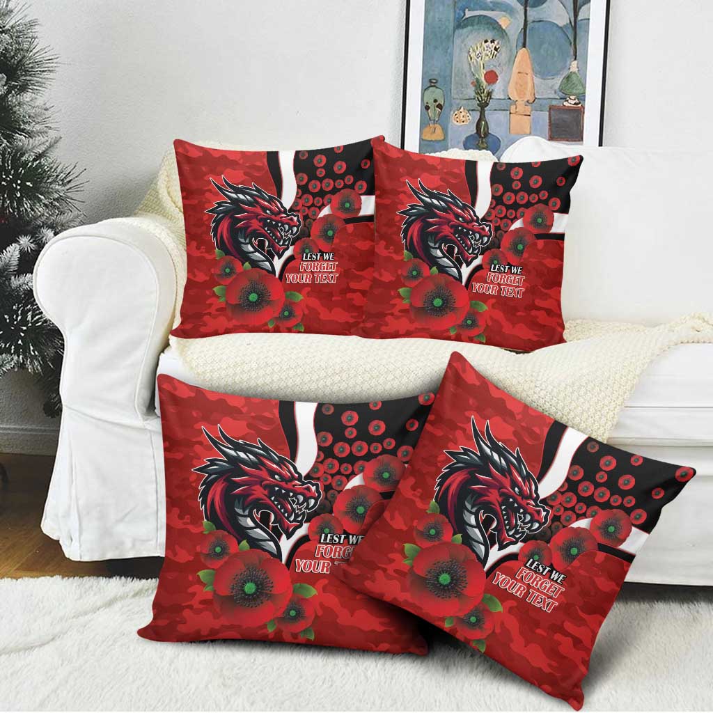 St George Illawarra Dragons ANZAC Personalised Pillow Cover Lest We Forget Poppy Camo