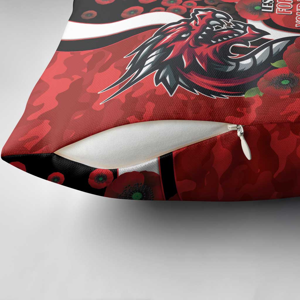 St George Illawarra Dragons ANZAC Personalised Pillow Cover Lest We Forget Poppy Camo