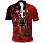St George Illawarra Dragons ANZAC Personalised Polo Shirt Lest We Forget Poppy Camo