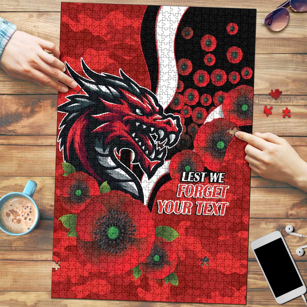 St George Illawarra Dragons ANZAC Personalised Puzzle Lest We Forget Poppy Camo