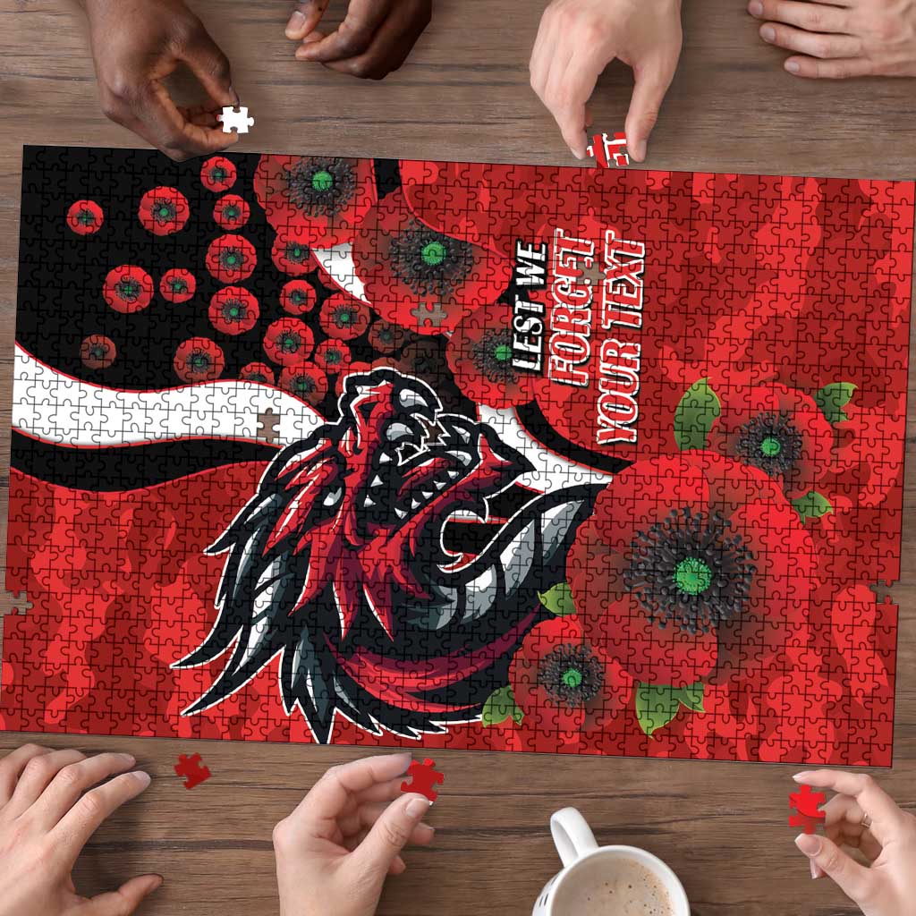 St George Illawarra Dragons ANZAC Personalised Puzzle Lest We Forget Poppy Camo