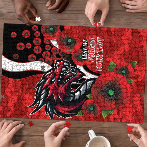 St George Illawarra Dragons ANZAC Personalised Puzzle Lest We Forget Poppy Camo