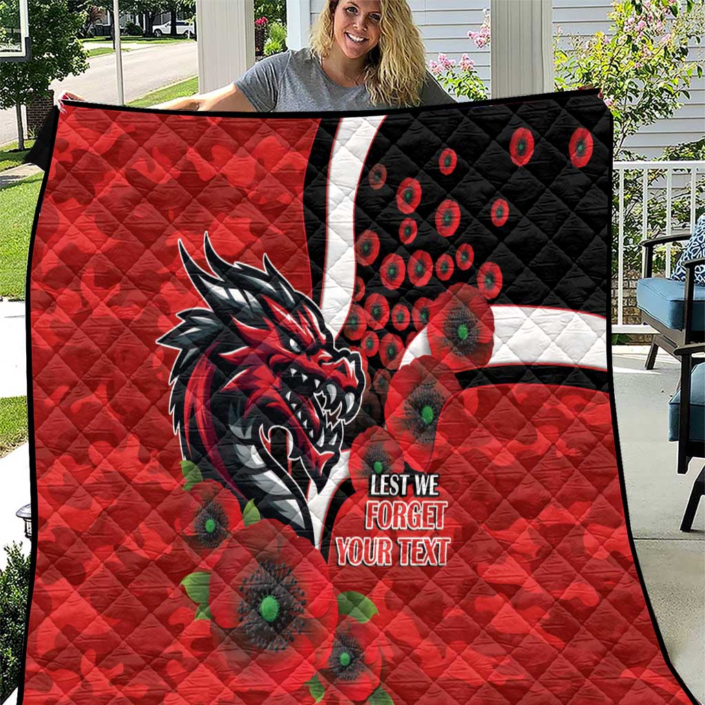 St George Illawarra Dragons ANZAC Personalised Quilt Lest We Forget Poppy Camo