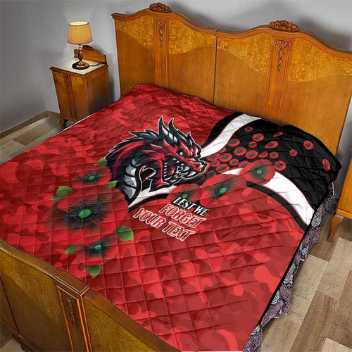 St George Illawarra Dragons ANZAC Personalised Quilt Lest We Forget Poppy Camo