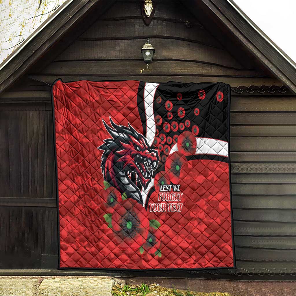 St George Illawarra Dragons ANZAC Personalised Quilt Lest We Forget Poppy Camo