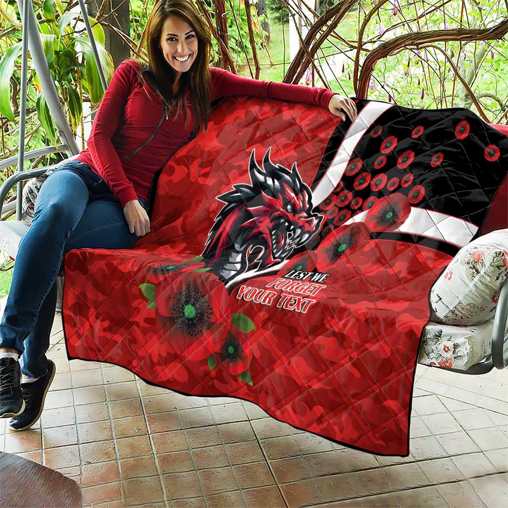 St George Illawarra Dragons ANZAC Personalised Quilt Lest We Forget Poppy Camo