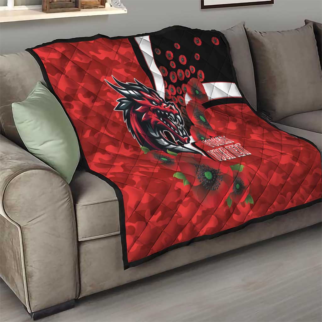 St George Illawarra Dragons ANZAC Personalised Quilt Lest We Forget Poppy Camo