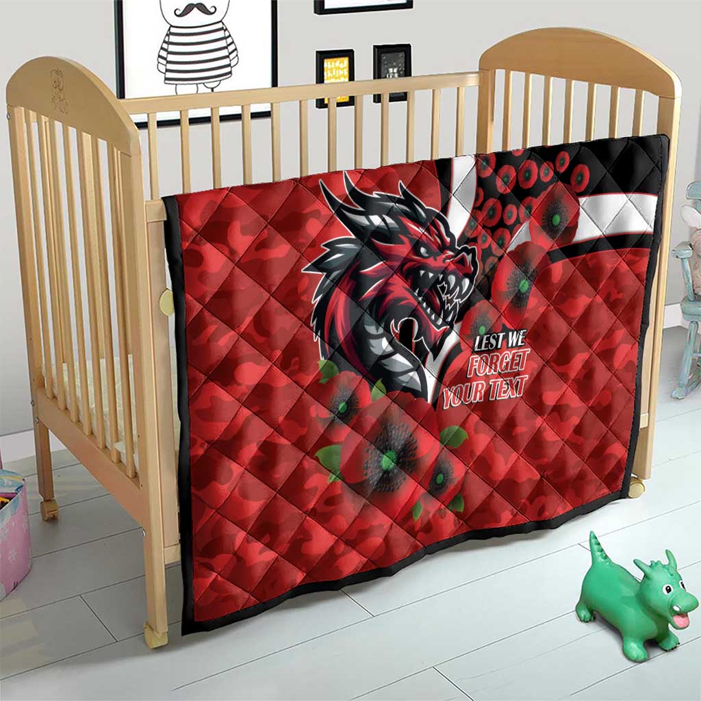 St George Illawarra Dragons ANZAC Personalised Quilt Lest We Forget Poppy Camo