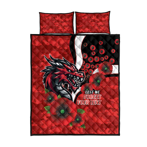 St George Illawarra Dragons ANZAC Personalised Quilt Bed Set Lest We Forget Poppy Camo
