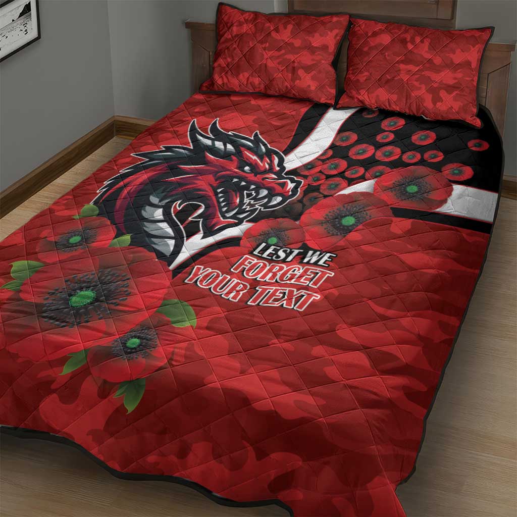 St George Illawarra Dragons ANZAC Personalised Quilt Bed Set Lest We Forget Poppy Camo