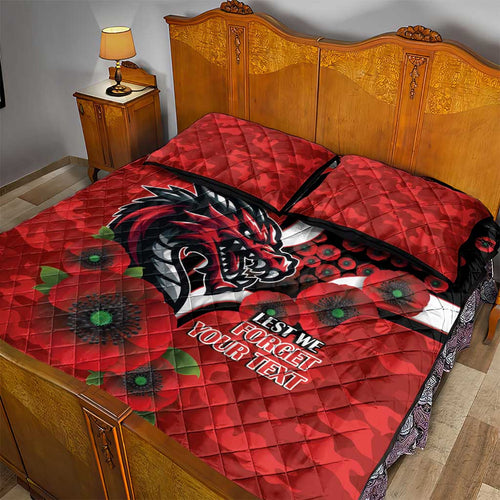 St George Illawarra Dragons ANZAC Personalised Quilt Bed Set Lest We Forget Poppy Camo